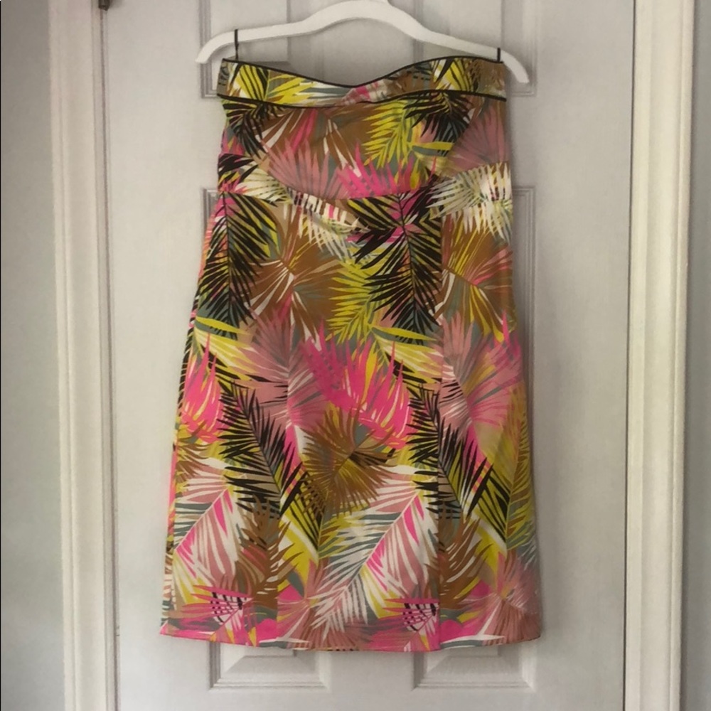 Strapless H&M Dress Neon Tropical Palm - Size 8